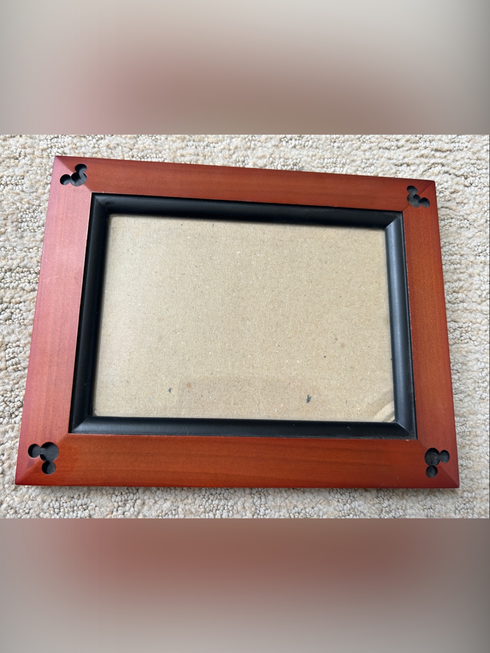 Disney Cruise Wooden 5 x 7 Photo Frame with Black Trim and Red-Brown Finish